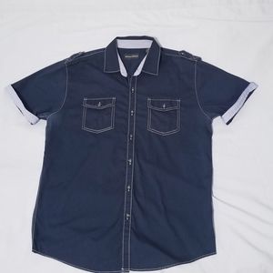 Large Button Short Sleeve Men Shirt